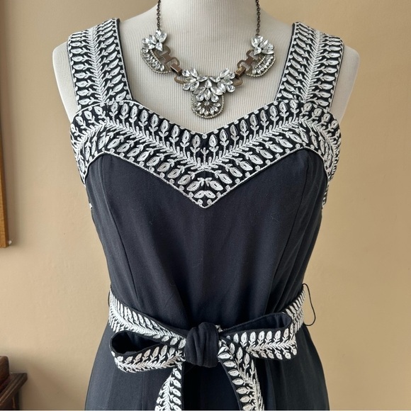 Soft Surroundings Sissa & Black White Embroidered Wide Leg Belted Jumpsuit NWT - Picture 6 of 9